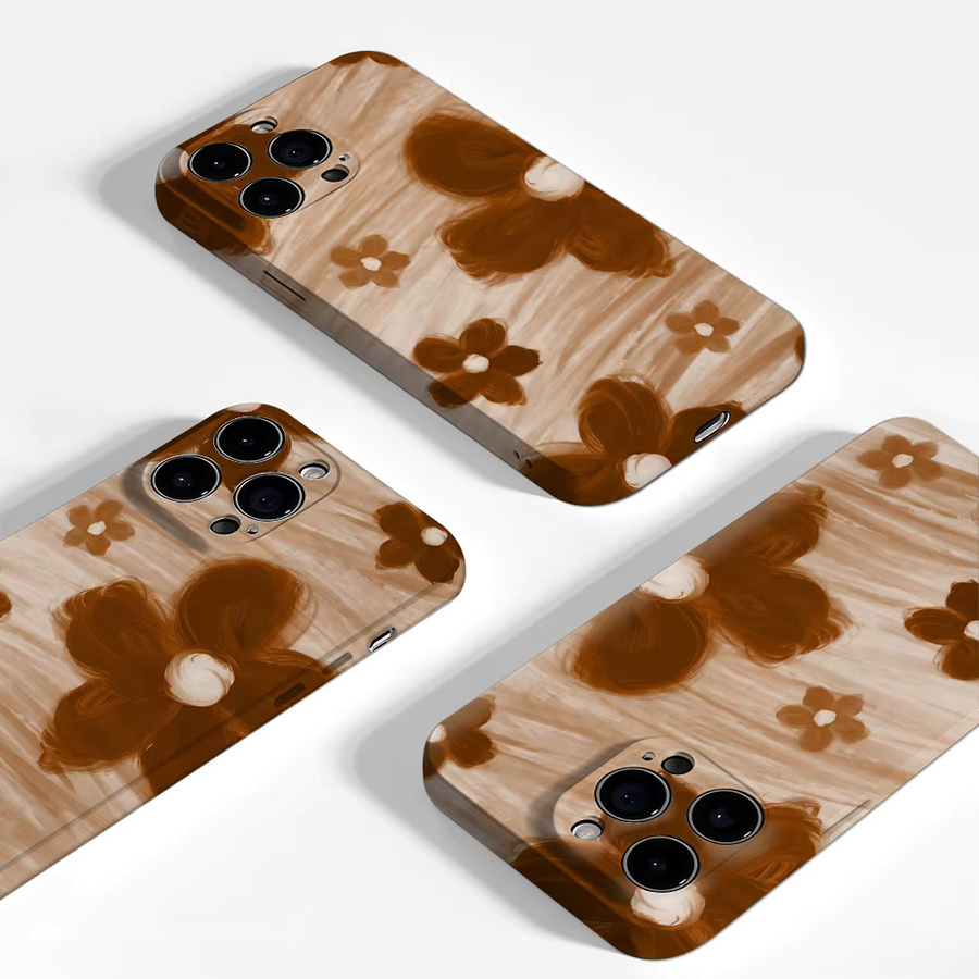 Potdemiel Handyhülle mit braun getönten Blumen für iPhone 17 16 15 14 13 12 Pro Max Plus mit doppelschichtiger Rückseite - Bild 2