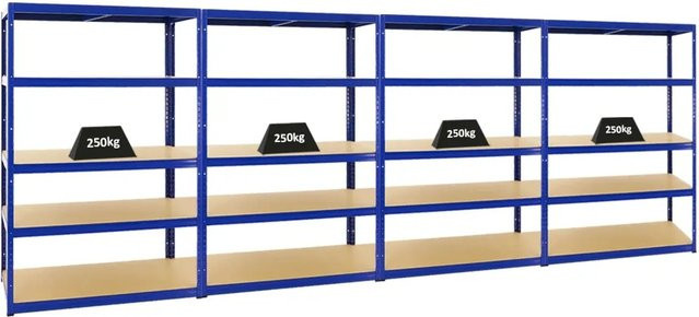4er Set PROREGAL Schwerlastregal Big Elephant M, Blau, H 180 x B 120 x T 60 cm, Fachlast 250 kg - Bild 1