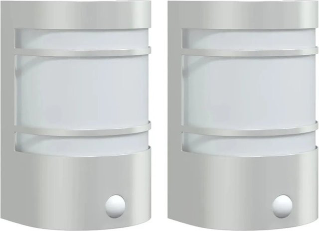 vidaXL 2er-Set Außenwandleuchten aus Edelstahl und Glas in Silber mit Bewegungsmelder und E27-Fassung für Garten, Einfahrt und Veranda - Bild 1