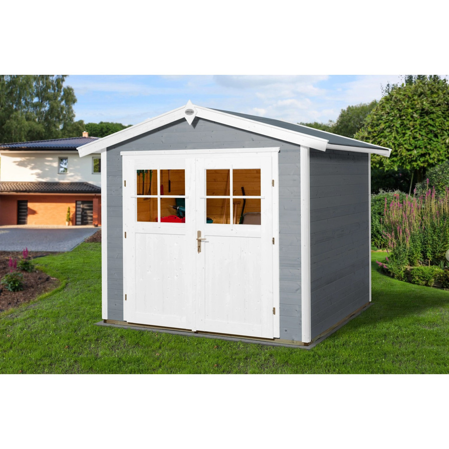 OBI Outdoor Living Holz-Gartenhaus Monza mit Satteldach in Grau-weiß, B: 227 cm, T: 205 cm, H: 210 cm - Bild 2