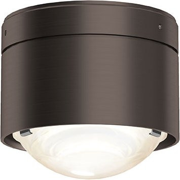 Top Light Puk! 80 One Avantgarde LED-Deckenleuchte in Schwarz und Holz mit mattem Glas-Linse und warmweißem Licht (2700K) - Bild 1