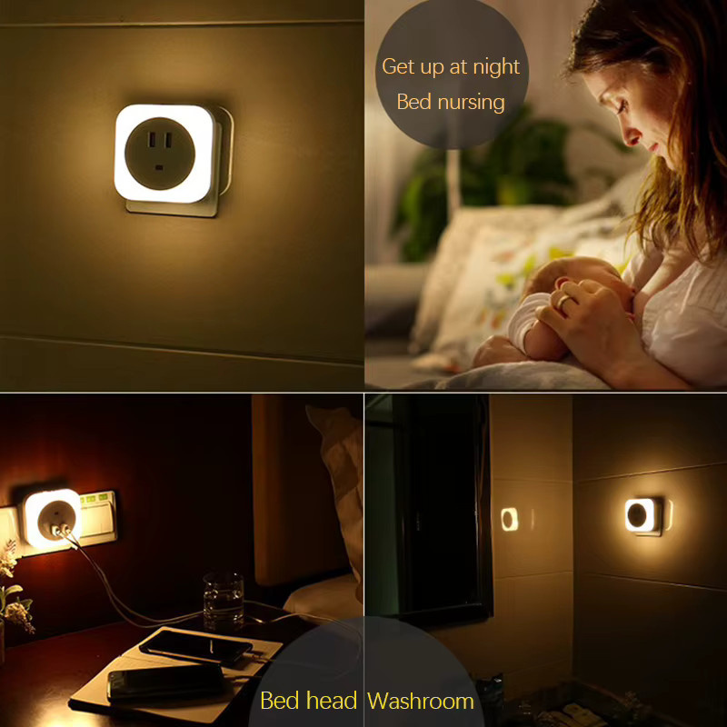 LED Nachtlicht mit Bewegungssensor und Dual USB Ladebuchsen in Weiß, Warmweiß - Bild 4