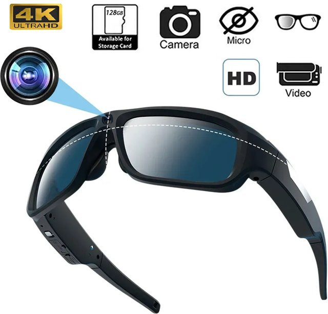 KIDKD Smart Glasses 4K HD Mini-Brillen-Videokamera in Schwarz für Outdoor-Radfahren und Videoaufnahmen - Bild 1