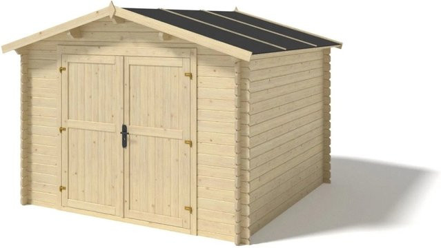ALTANKA Gartenhaus Gerätehaus aus Fichtenholz in Braun mit Satteldach, B/T: 3 x 3 m, 9 m2, Wandstärke: 28 mm - Bild 1