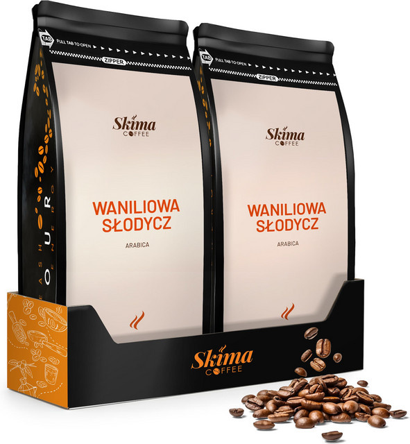Skima Kaffee, 100 % Arabica, Vanille, ganze Kaffeebohnen, 2 x 1 kg - Bild 1