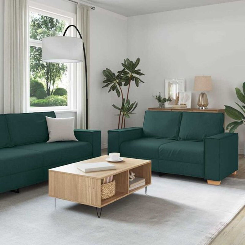 Modernes minimalistisches Sofa Set aus Stoff in Grün von vidaxl, 3-teilig - Bild 1
