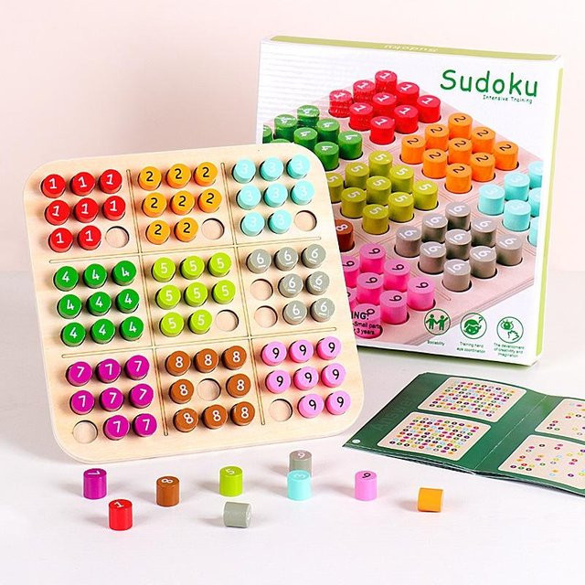 Yiran toy Sudoku Rätsel Spielzeug Holz Bunt ab 3 Jahren - Bild 1