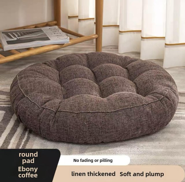 Ergonomisches Tatami-Bodenstuhlkissen von Luna Living in Ebenholz, rund, Durchmesser: 42 cm, Höhe: 6-8 cm - Bild 1