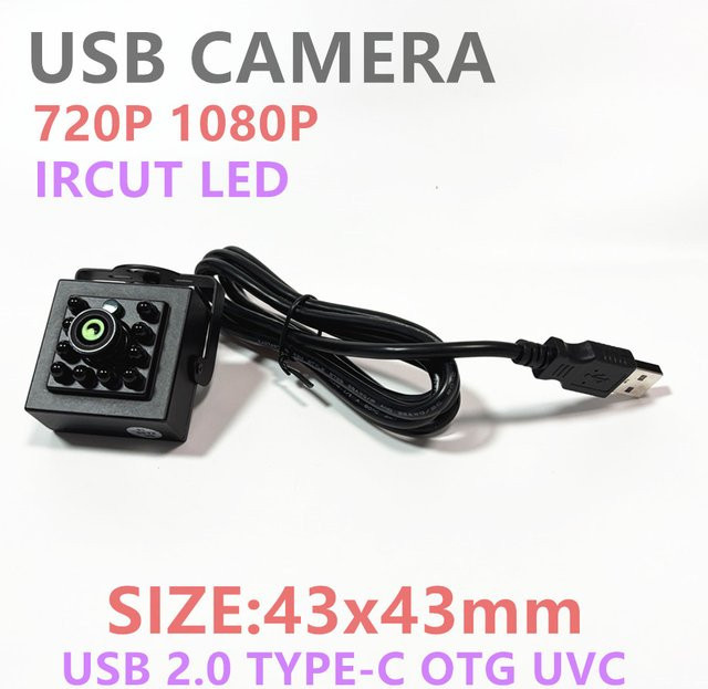 HQCAM USB-Sicherheitskamera mit Nachtsicht und 940nm IR-LED, Full HD 1080P, kompatibel mit Micro-USB und USB-C, Schwarz - Bild 1