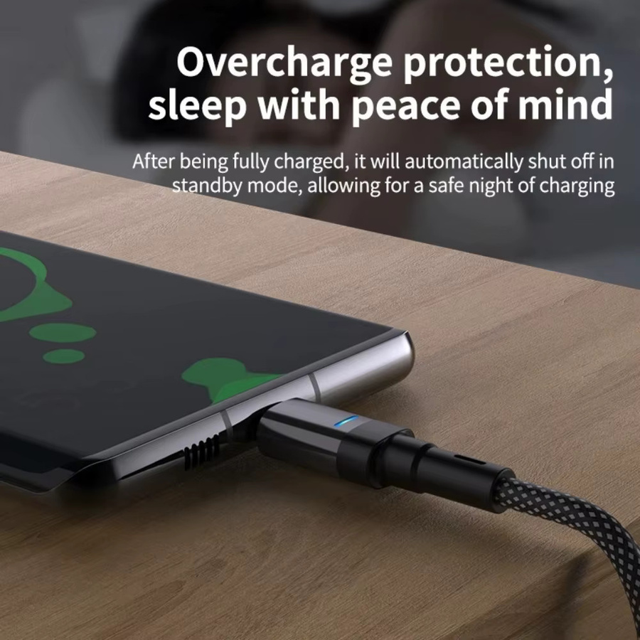 100 W Schnelllade-Datenleitung Typ C aus geflochtenem Nylon in Schwarz für Samsung Xiaomi Huawei - Bild 3