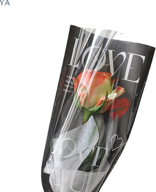YA 20 Stück Transparente Rosen-Verpackungsbeutel aus Kunststoff in Pink für Blumensträuße und Bouquets - Bild 1