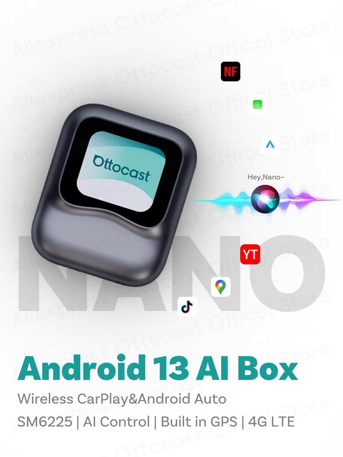 OTTOCAST Android 12 P3 AIBox Kabelloses Android Auto und CarPlay mit 128GB Speicher, WLAN und Unterstützung für YouTube und Netflix, Schwarz - Bild 5
