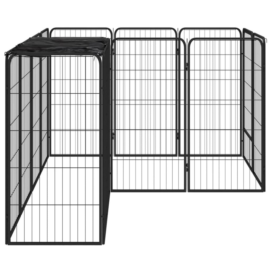 vidaXL Hundezwinger aus 14 Paneelen, Schwarz, Stahl pulverbeschichtet, B/H: 100 x 150 cm - Bild 2