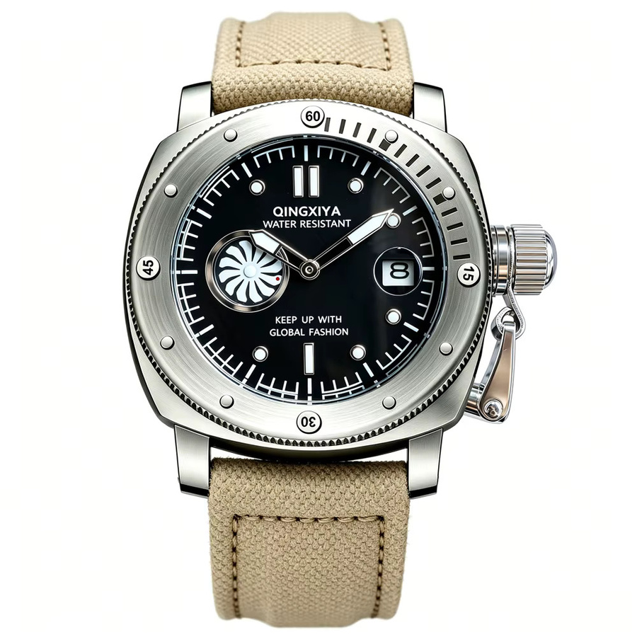 QINGXIYA Armbanduhr, Quarz, Textil/NATO, Schwarz, Herren - Bild 2