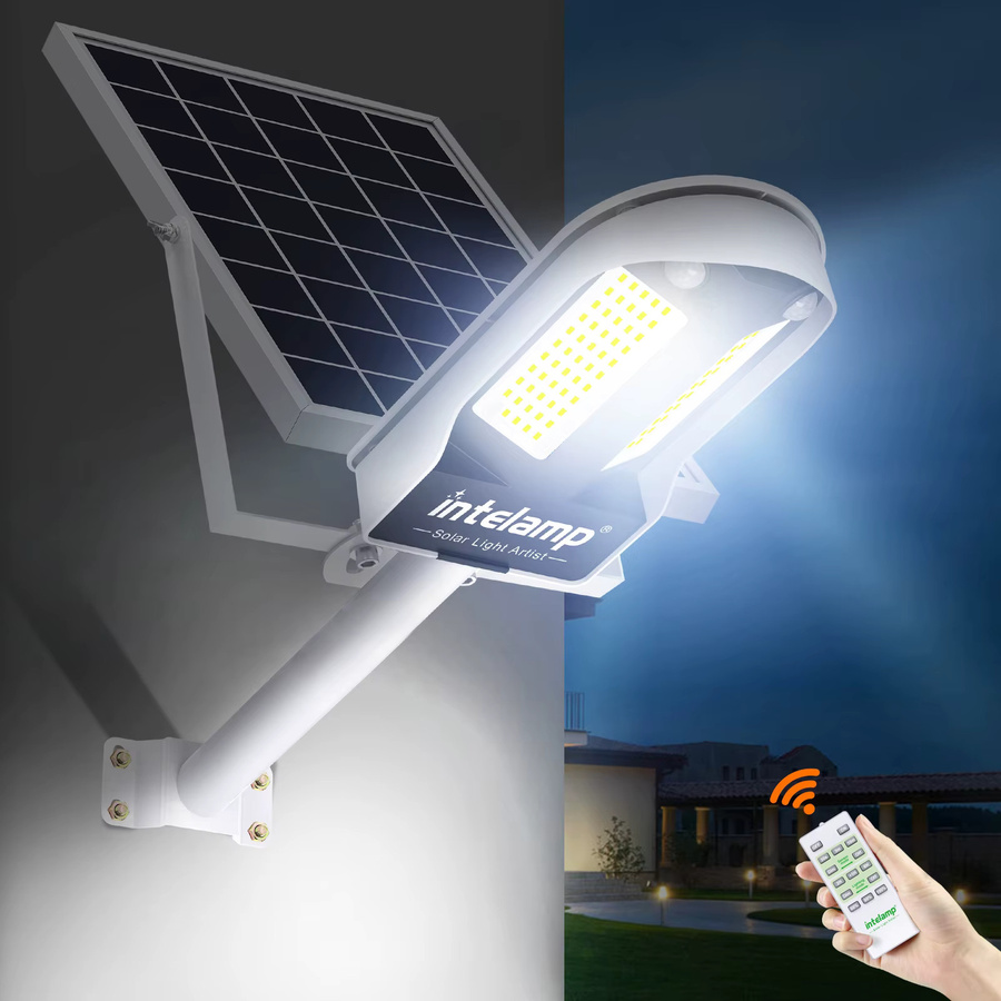 intelamp Solar-Straßenlaterne für den Außenbereich mit 12500 mAh Akku, Weiß, mit Motion-Sensor und Dämmerungssensor für Garten, Einfahrten und Parkplätze - Bild 5