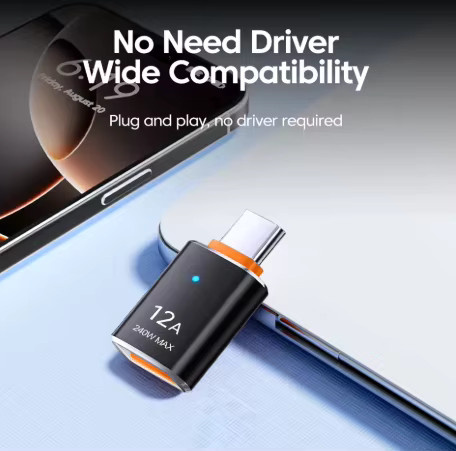 12A USB 3.0 auf Typ C Adapter mit LED OTG Funktion, USB C Stecker auf USB A Buchse, Multicolor, kompatibel mit iPhone 15, Tablet, Notebook und Android Smartphones - Bild 6