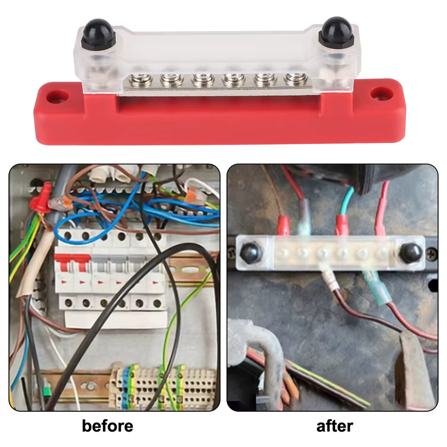 6-Wege Splitter Boot Verteilerblock 150A 48V Sammelschiene für LKW und Auto in Rot - Bild 3