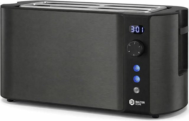 Balter Toaster TS-04-LCD Langschlitz in Grau mit Digitalanzeige und Edelstahlgehäuse - Bild 1