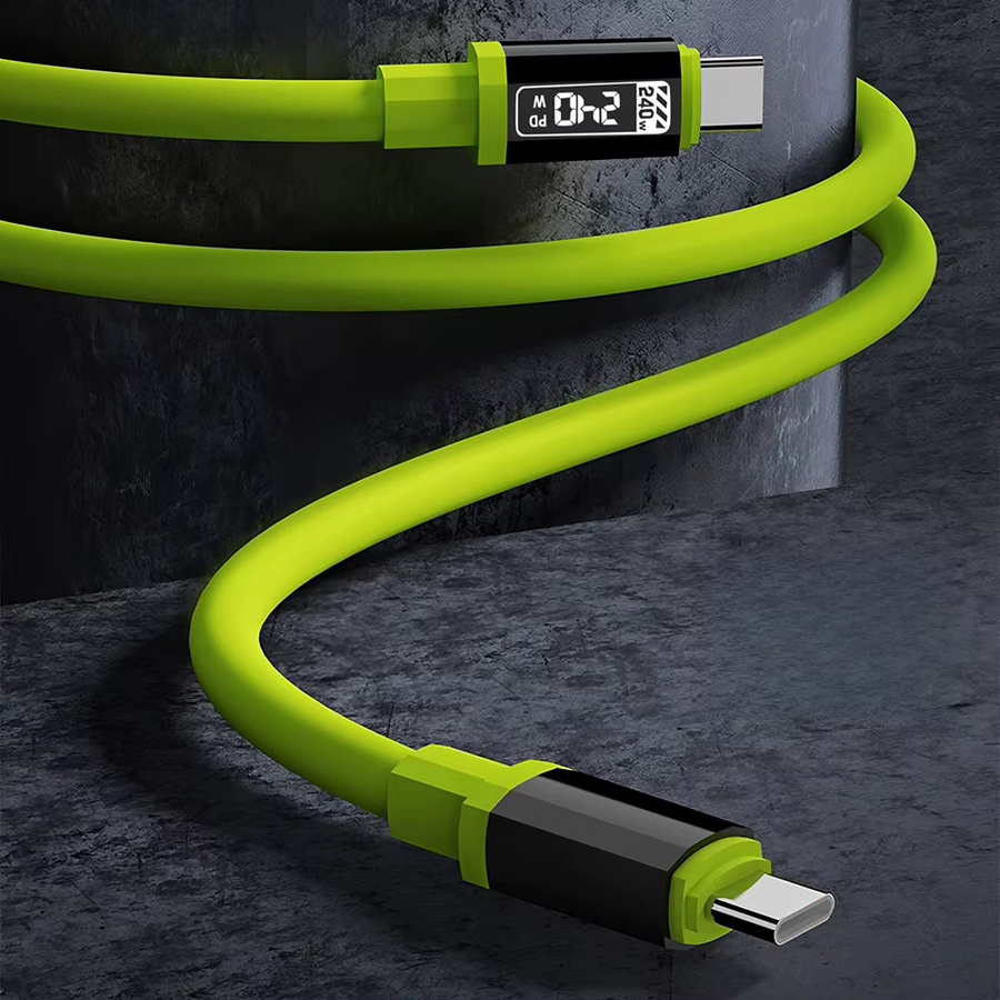 240 W Silikon USB-C zu USB-C Datenkabel High Power Schnellladegerät in Grün - Bild 2