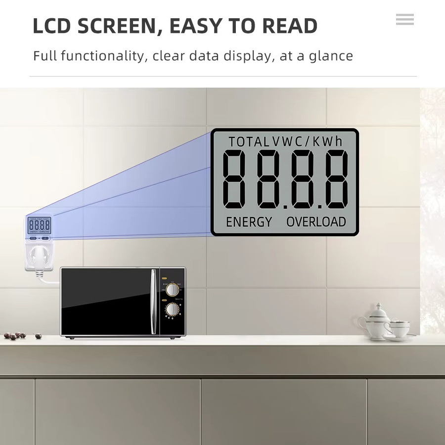 JUANJUAN Digitales Wattmeter in Weiß zur Messung von Stromverbrauch und Leistung für AC 230 V - Bild 4
