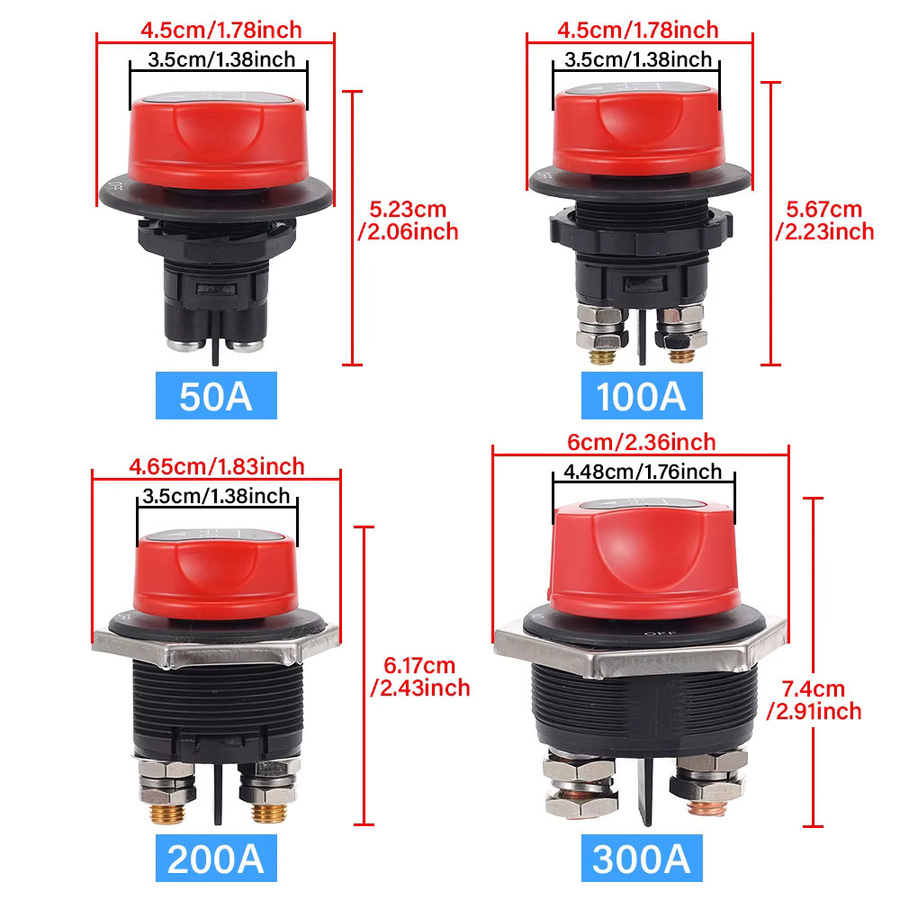 XIONGXIONG Universal Batterie Power-Off Schalter Knopfschalter für Autos, Yachten, Wohnmobile und LKWs, Farbe: Rot, 12V–32V - Bild 3