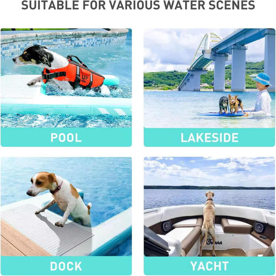 XMSJ Wasserleiter mit rutschfester EVA-Plattform in Türkis für Schlauchboote und Hunde-Poolrampen - Bild 3