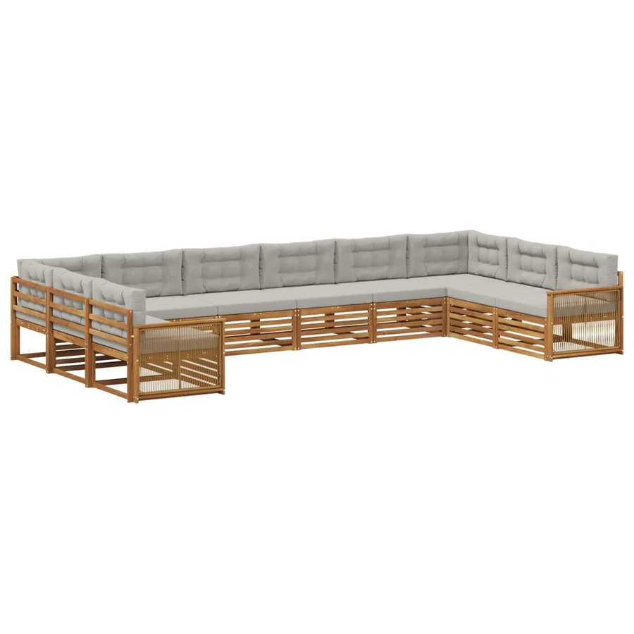 vidaXL Sofagarnitur aus Massivholz Akazie mit 10 Kissen im modernen Latten-Design - Bild 2