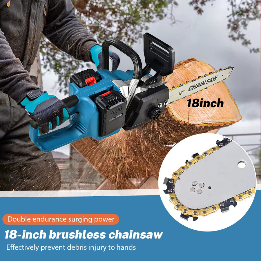 Akku Kettensäge 18 Zoll von Makita für Holzbearbeitung und Obstgarten in Blau, kompatibel mit Makita LXT Akkus - Bild 3