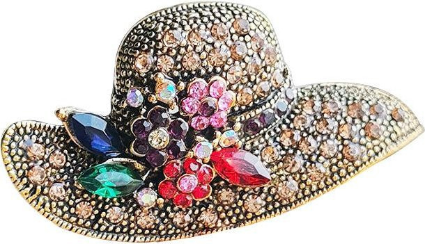 Happypilot Brosche Blume, Messing, Gold, Zirkonia, Kristall, Damen - Bild 1