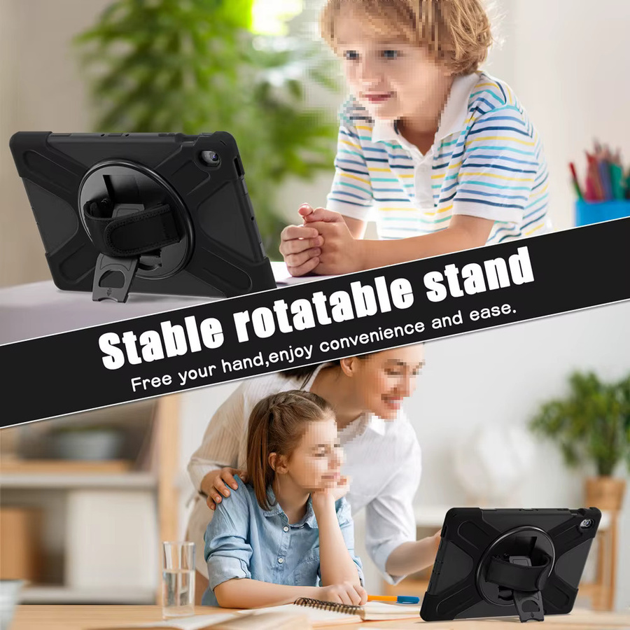 AJIUYU Stoßfeste Kinder Tablet-Hülle für Samsung Galaxy Tab S10 FE und S10 FE Plus (13,1 Zoll), Modell SM-X620 X626B, inklusive Schultergurt, Schwarz - Bild 2