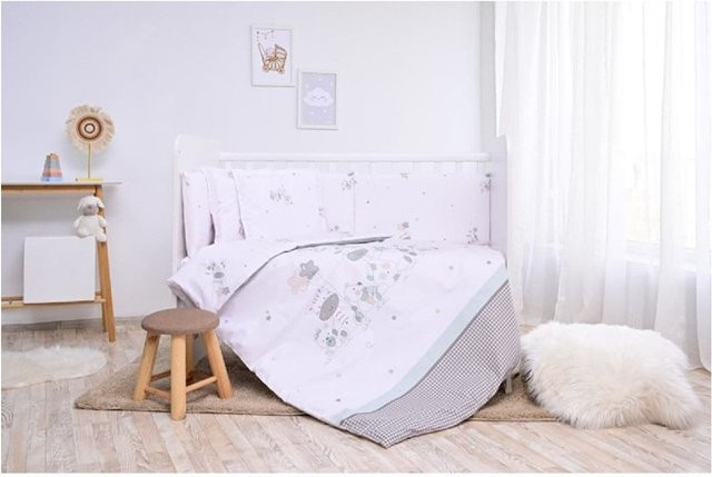 Lorelli Babybettwäsche Set Smile 6-teilig in Weiß mit Bettdecke und Kopfkissen - Bild 1