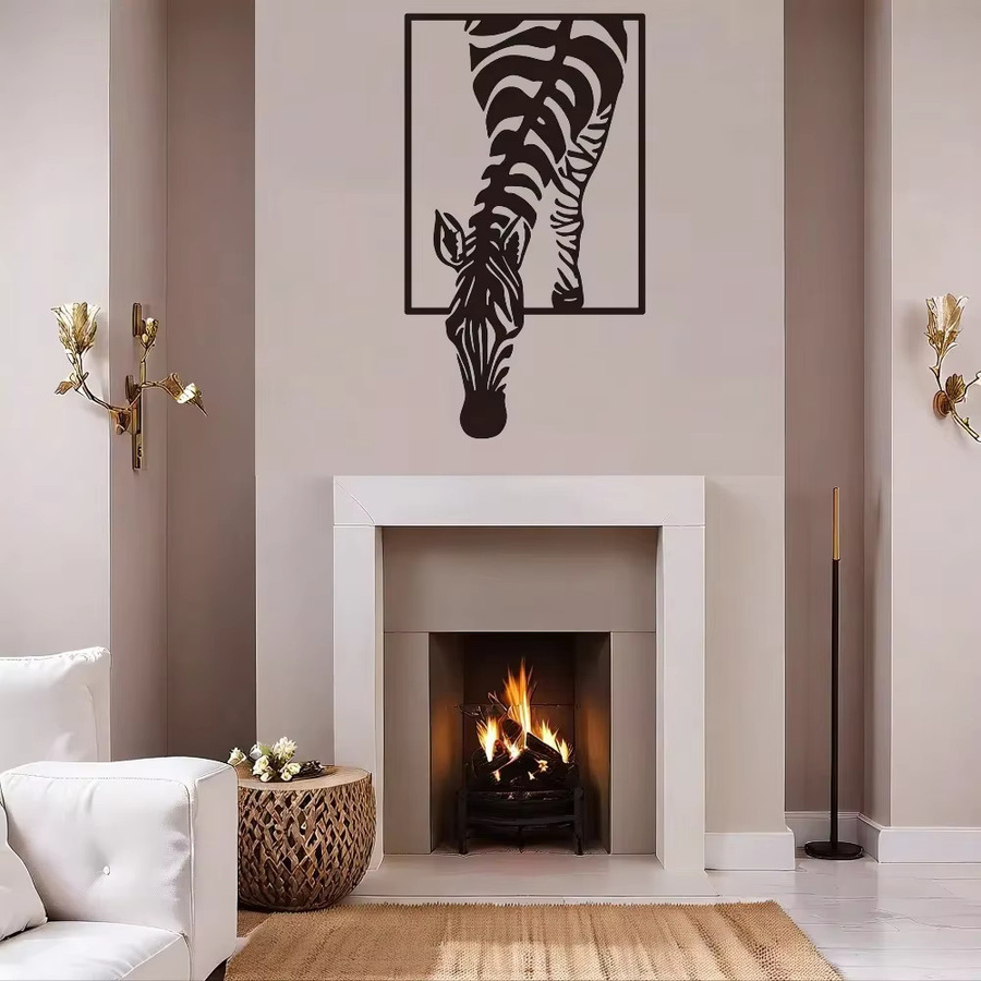 CIFBUY Zebra Wandkunst aus Metall in Schwarz als rustikales Bauernhaus Dekoschild für Wohnzimmer und Garten - Bild 2