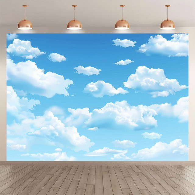 VIKAMA Wandteppich Himmelslandschaft mit Wolken in Blau als Dekorationsstoff für Outdoor und Events - Bild 1