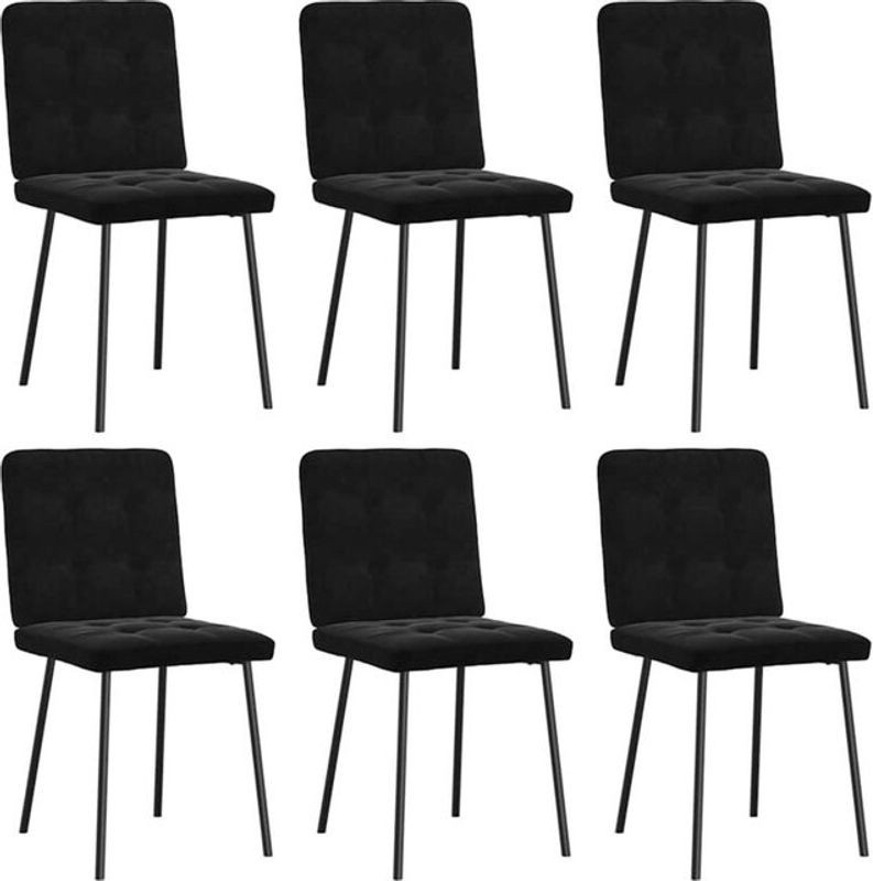 6er Set Esszimmerstühle aus modernem Samt in Schwarz von Vidaxl - Bild 1