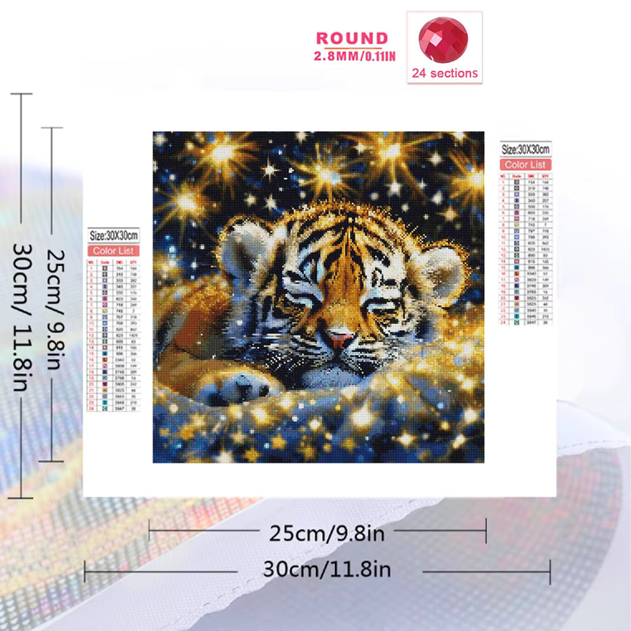 EverShine DIY Diamantmalerei Tiger Tierbild als Strass-Mosaik in Multicolour, 20 x 20 cm - Bild 2