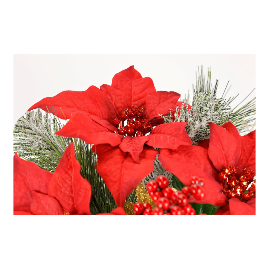 Kunstblumenstrauß Weihnachtsstern-Mix in Rot für Advent und Weihnachten aus Textil - Bild 3