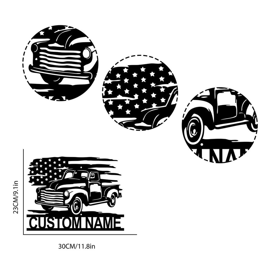 CIFkauf Metall Wandkunst Amerikanischer Pickup im Retro-Stil Schwarz - Bild 5
