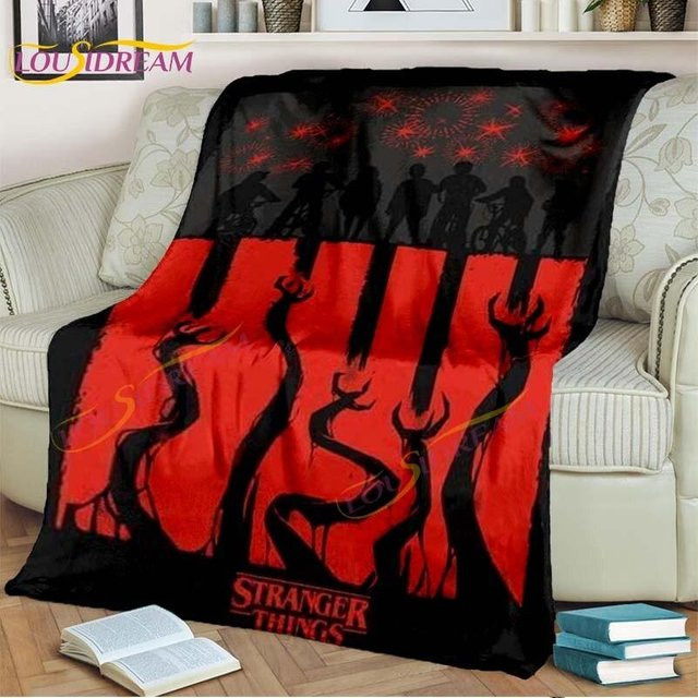 Stranger Things Flanelldecke mit Demodogs Design, rote Kuscheldecke für Kinder und Wohnzimmer, B/B: 150 x 200 cm - Bild 1