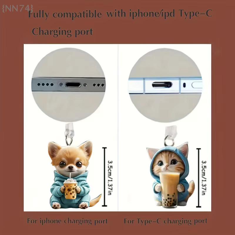 JETTING 2D Katzen Staubschutz-Kappe für iPhone und USB-C Ladeanschluss in Multicolor - Bild 3