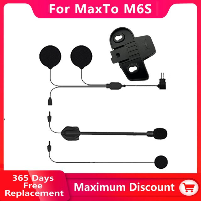 Maxto M6S Motorradhelm-Headset-Halterung mit Dual-Mikrofon-Kopfhörern in Schwarz - Bild 1
