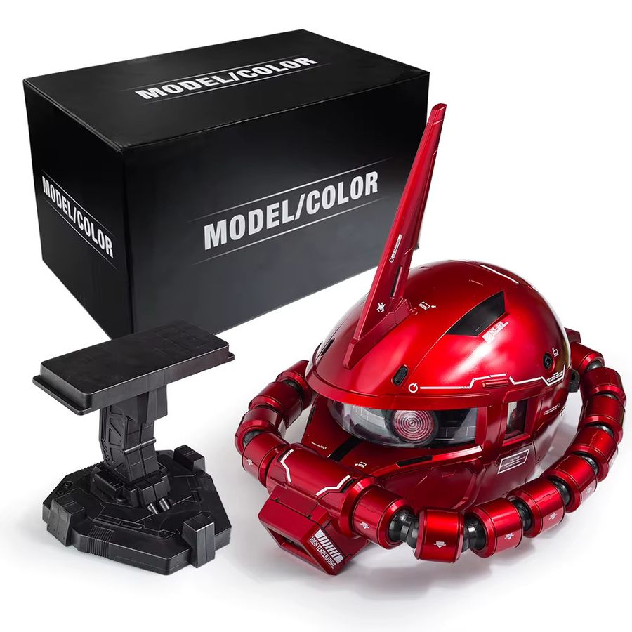 Xingjie Spray-Autolack Zaku-Helm Ornament in Rot mit Basisständer und USB-Ladekabel - Bild 3