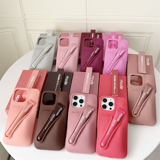 Rhode Lipgloss-Lippenstift-Etui Handyhülle für iPhone 17 Pro Max 16 15 14 Plus in Grau - Bild 1