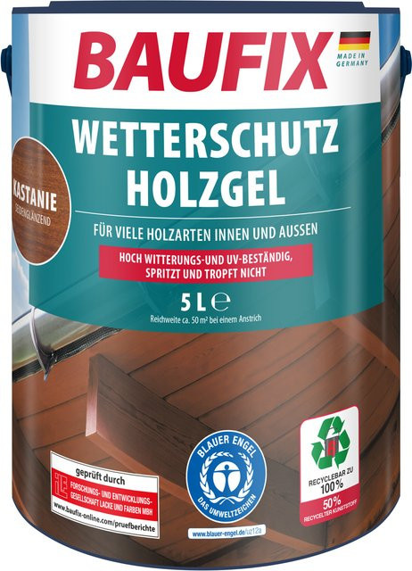 BAUFIX Wetterschutz-Holzgel Kastanie, 5 Liter - Bild 1