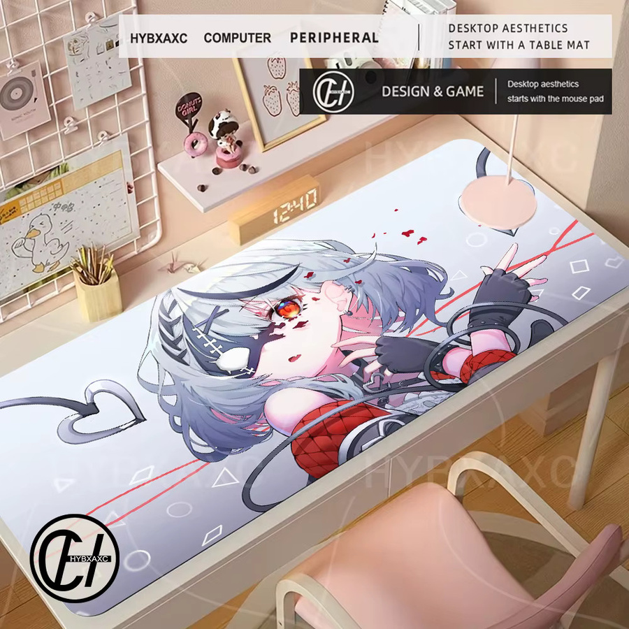HYBXAXC Anime Schreibtischmatte Hololive Sakamata Chloe Große Mousepad und Tastaturmatte in Multicolour - Bild 1