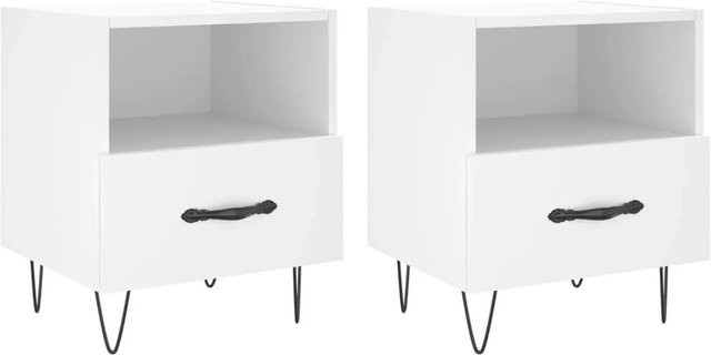 DELUKE Nachttisch RISO 2er Set Weiß mit Schublade für das Schlafzimmer B/T/H: 40 x 35 x 47,5 cm - Bild 1