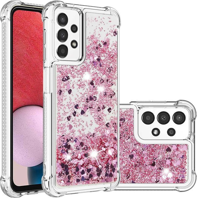 Glitzer Handyhülle mit Flüssigsand für Samsung Galaxy A-Serie in Transparent Pink - Bild 1