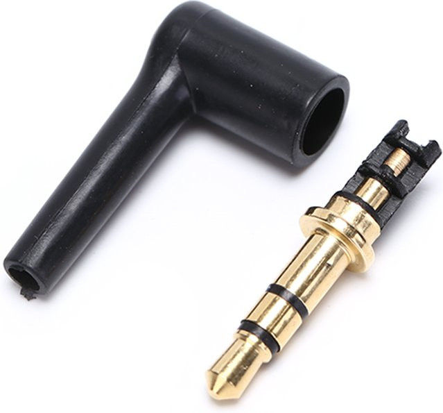 2er-Set vergoldete 3,5 mm Stereo Headset Stecker in Schwarz, 90 Grad Audio Adapter Jack 3,5 mm - Bild 1