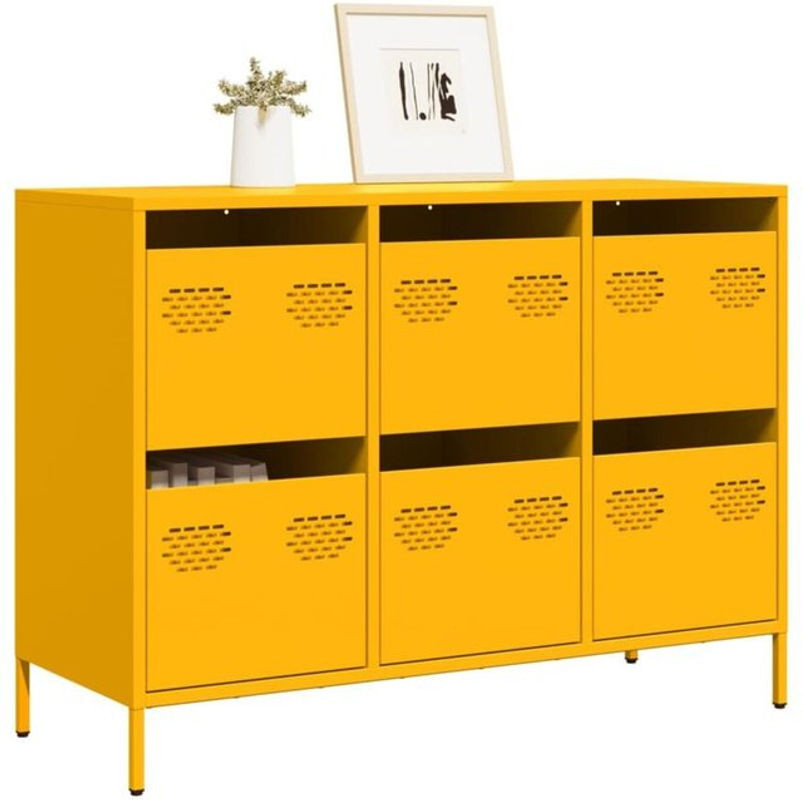 Sideboard vidaxl aus kaltgewalztem Stahl in Gelb im Industrial Design B/T/H: 101,5 x 39 x 73,5 cm - Bild 1