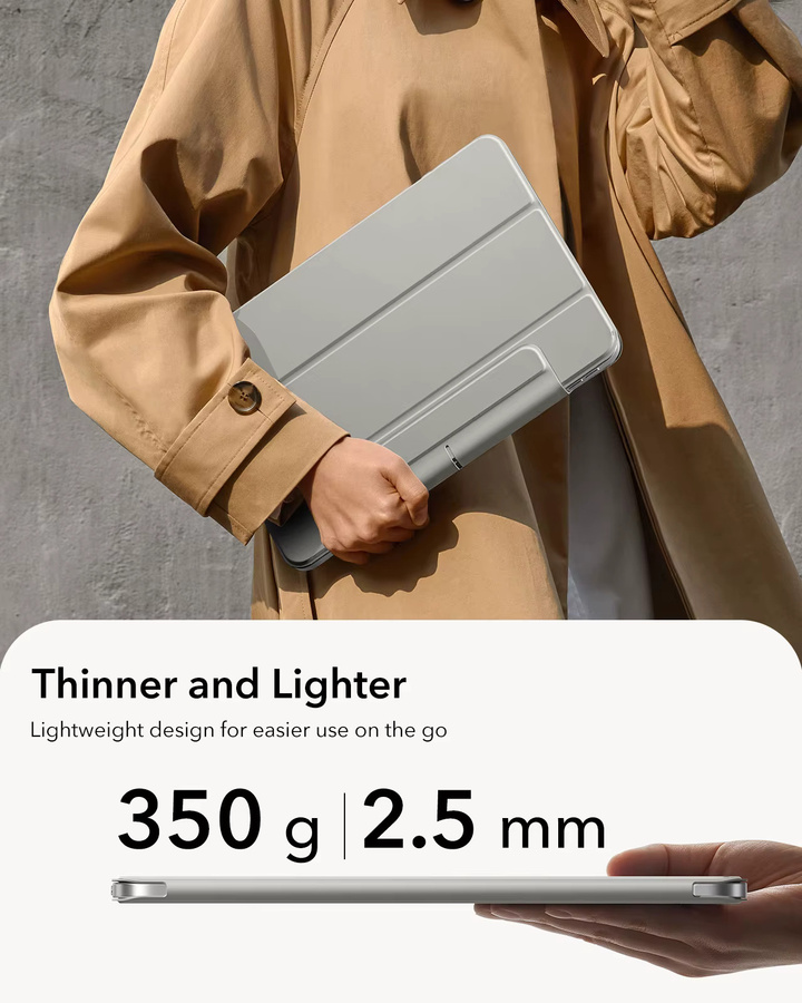 ESR Schutzhülle für iPad Pro 11 Zoll (M5/M4) mit vertikalem Ständer, Magnetverschluss und Stifthalter in Pink oder Grey - Bild 3