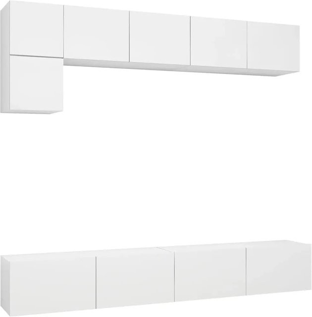 vidaXL 5-teiliges TV-Schrank-Set modern in Weiß aus MDF für dein Wohnzimmer - Bild 1